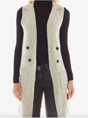 Love Tree Sleeveless Long Sweater Vest Open Front Knit Cardigan-Size Medium